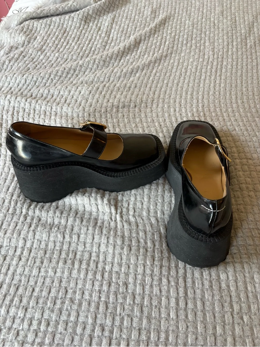 Maison Martin Margiela Black Patent Leather Platform Mary Jane Platforms